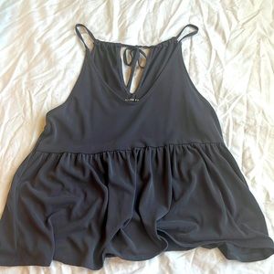 dark grey flowy tank top from american eagle